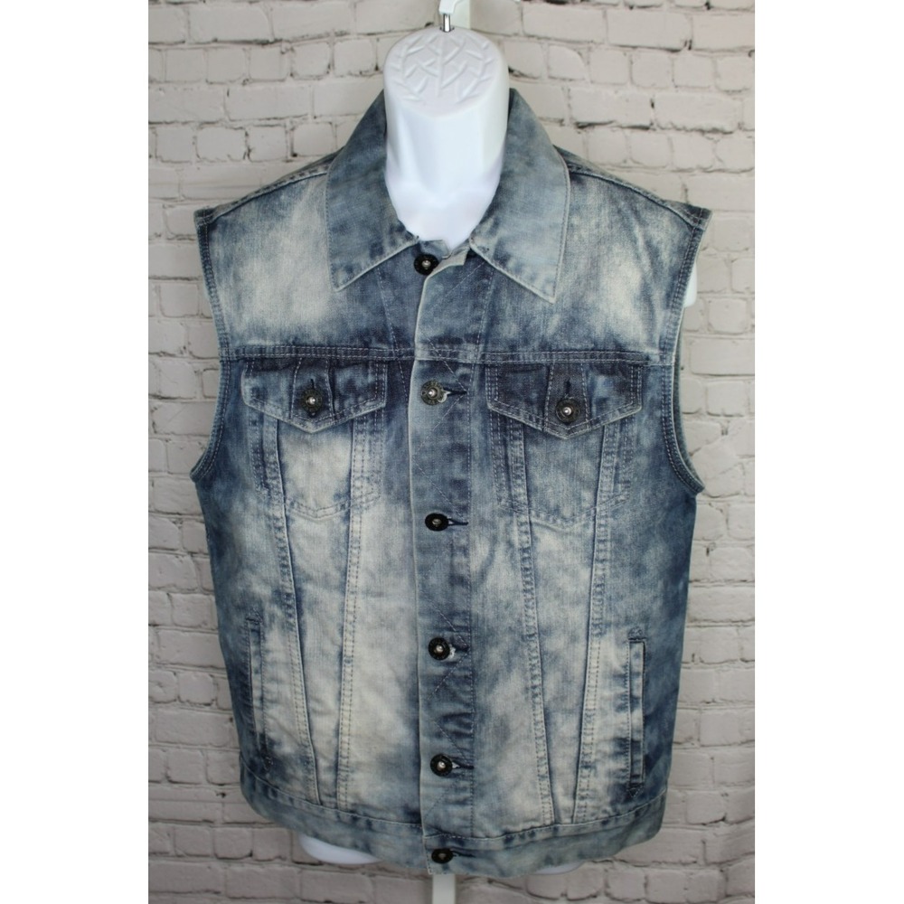 V Six Jeans Denim Vest Sleeveless Button Up Grunge Streetwear Y2K Size Medium‎